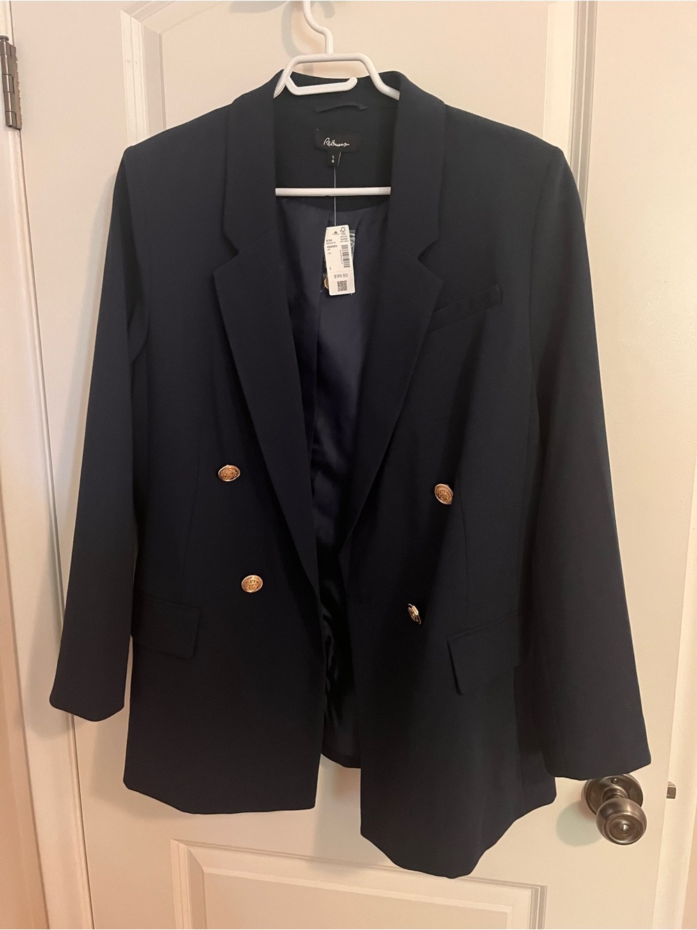 Reitmans Brand Navy Double-Breasted Blazer with Gold Buttons